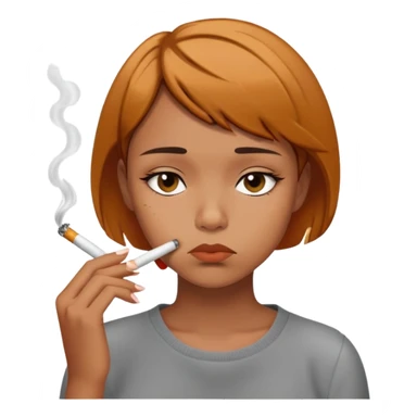 Girl smoking a cigarette depressed caramel skin, short hair sticker