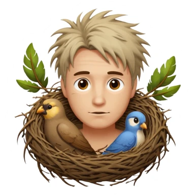 Man who has a Birds Nest for hair sticker