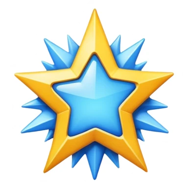  a blue badge with a white check mark in the center. The badge has a spiky, star-like shape sticker