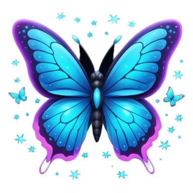 Bioluminescent nebulae dark and neon-glowing nightly dusky starry sparkly butterfly sticker