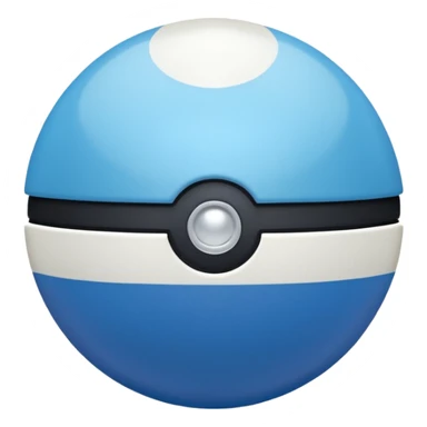 blue pokeball emoji, top half is a more saturated blue, bottom half is white, black stripe, with a white sheen, with a pearlescent finish, with a fabric effect sticker