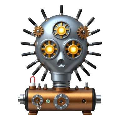 science, chemicals, mechanical gears, steampunk, electronics, electric wires, light bulb, LED, resistors, circuit board, ic, physics,  nuclear model sticker