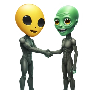 Alien and a human are shaking hands  sticker