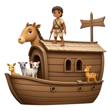 Noah with animals boarding a large wooden ark sticker