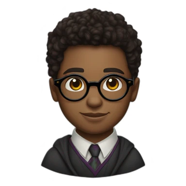 Young light skin chardwick boseman with in round Harry Potter glasses and a noticeable goatte sticker