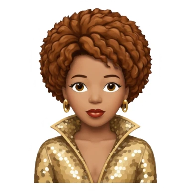 Macy Gray with brown hair, ivory sequin outfit sticker