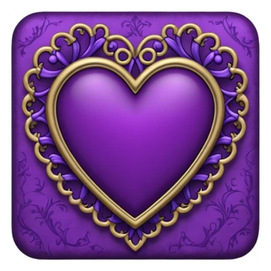 purple heart with a gothic filigree border sticker