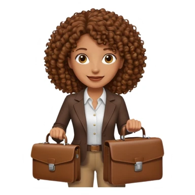 brown curly haired woman holding a briefcase sticker