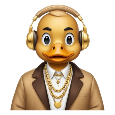 A gangster duck listening to rap music sticker