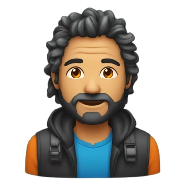 Un mec noir avec des cheveux de couleur bleu dégradé orange moutard sur le visage des symboles doré. Des cornes de bélier orange moutard sticker