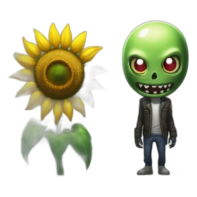sunflower from the game plant vs zombies with kagune ghoul from the anime tokyo ghoul sticker