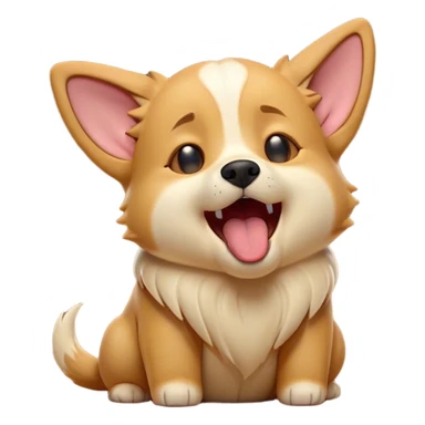 Cinematic Cute Yawning Domestic Dog Portrait Emoji, Head tilted slightly with a dramatic, wide-open yawn, showcasing a plush, inviting coat with gently drooping ears and half-closed, drowsy eyes, Simplified yet irresistibly adorable features, highly detailed, glowing with a soft, cozy glow, high shine, relaxed yet expressive, stylized with a dash of playful whimsy, soft glowing outline, capturing the essence of a sleepy yet affectionate dog that seems ready to stretch out for a nap! sticker