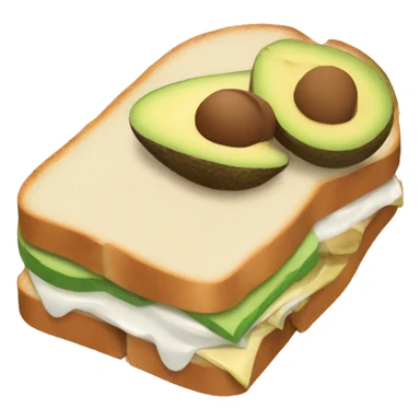 A A sandwich with avocado seashells and milk sticker