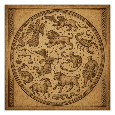 proto gothic ancient star map of constellations sticker