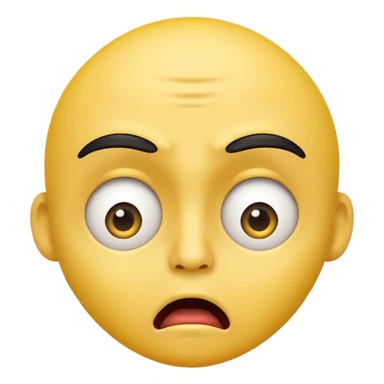 shocked emoji, raised eyebrows, mouth agape, yellow face, no text sticker