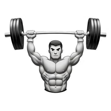 Powerlifting emblem featuring a stylized barbell with heavy weights on each side, flanked by muscular arms gripping the bar. The design is bold and dynamic, symbolizing strength and determination. The background is minimal, focusing on the emblem itself, with a sleek and professional look.  sticker