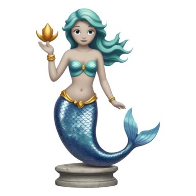 Make a mermaid statue all gray, like of stone and on a pedistal sticker