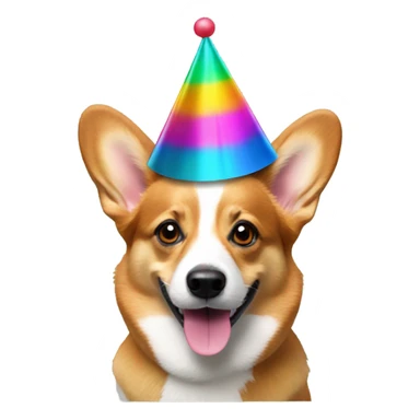 Corgi wearing a party hat sticker