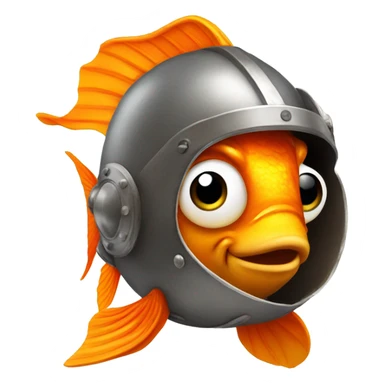 Goldfish wearing Viking helmet sticker