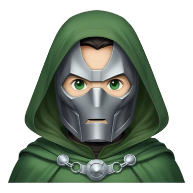 Doctor Doom villain with green cloak and metal mask sticker