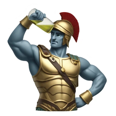 Ancient Greek soldier drinking white wine while flexing muscles sticker