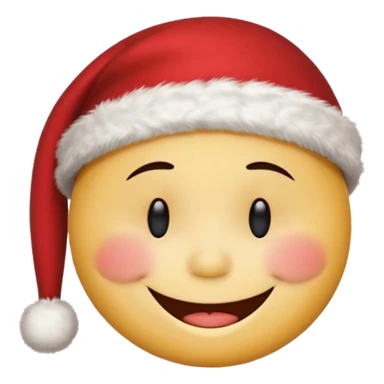 smiley face with closed eyes in a red Christmas hat sticker