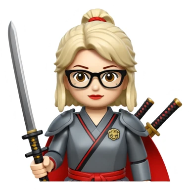 lego Samurai with glasses, Warrior in samurai armor, female, with katana sticker