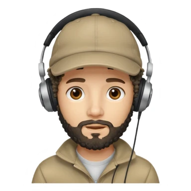 curly haired with headphones in and beard boy with cap sticker