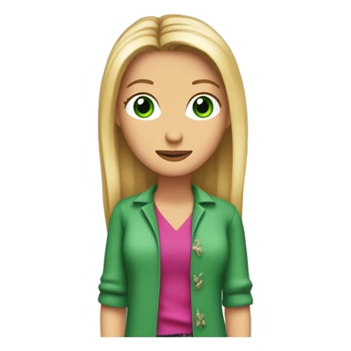 Phoebe Buffay from Friends with green eyes wearing colourful clothes sticker