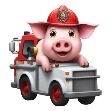 Pig driving a fire truck  sticker