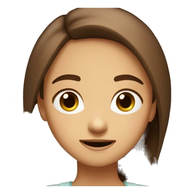 Create a brown haired girl face with an emotion kind of weirded out, doesn't know what to say, but happyy sticker