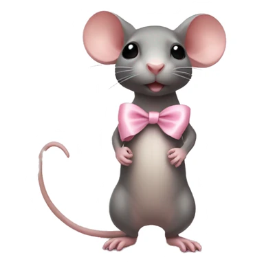 full body rat with light pink ribbon bow sticker