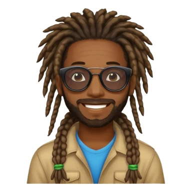 a black african guy with dreadlocks, wearing black sunglasses and aura farming emoji sticker