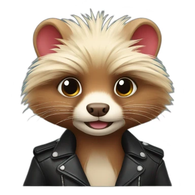 Red ferret with long fringe hairdo wearing leather jacket  sticker