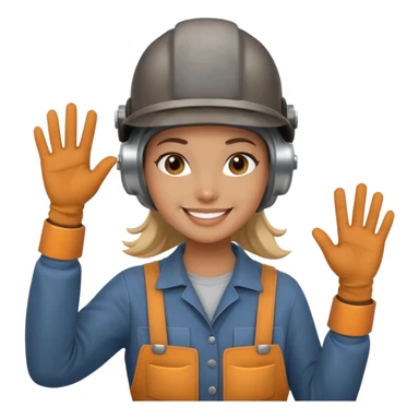 Girl welder waving hello  sticker