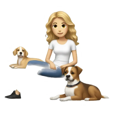 A white girl laying on the couch with her two dogs sticker