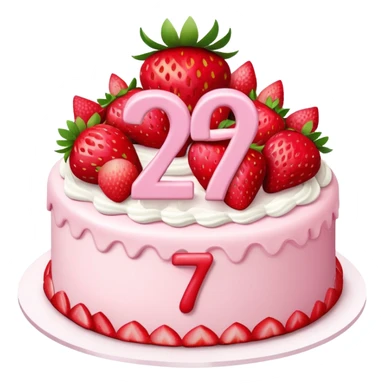 Pink Strawberry birthday cake with the number 27 on it  sticker