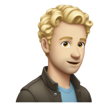 light curl blonde 30yo man blue eyed pale skin short side hairs sticker