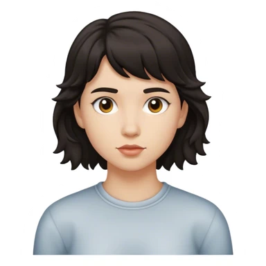 matt girl with super short mullet wavy dark hair sticker