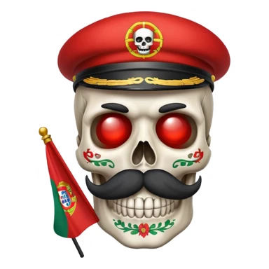 skull with a mustache with a Portuguese flag sticker