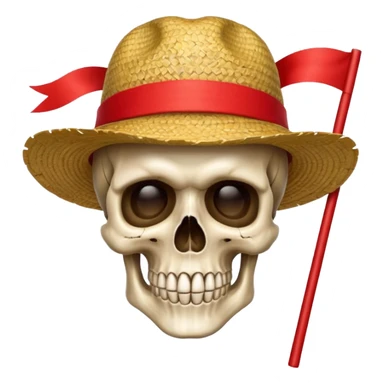 Fait moi un drapeau de tête de mort avec un fond noir et sur la tête met un chapeau de paille avec un fil rouge sticker
