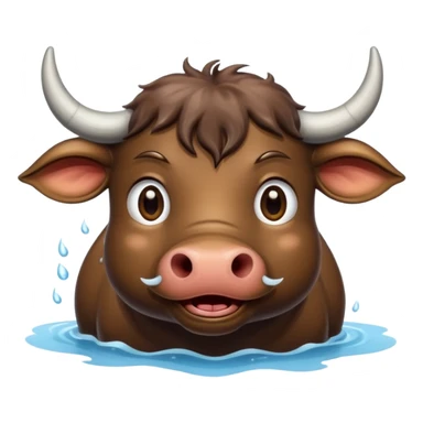 A funny water buffalo in the water  sticker