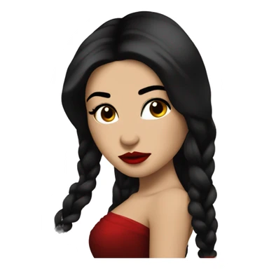 Rosalia with long black hair and red lipstick- Singer sticker