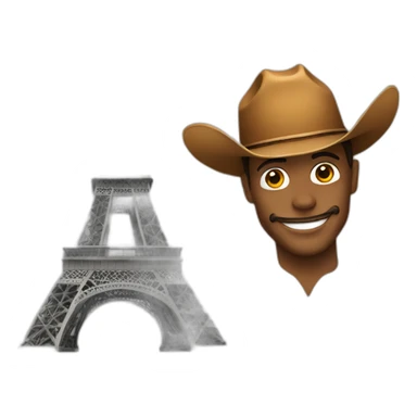 Eiffel Tower with a cowboy hat sticker