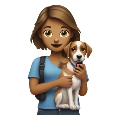 Girl with dog and phone sticker