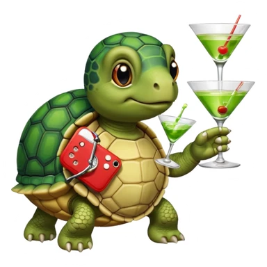 turtle wearing a watch drinking a martini sticker
