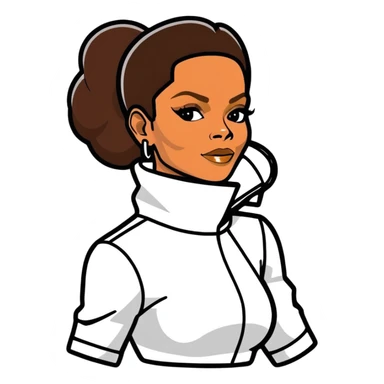 8k, 5000x5000px resolution, clean, smooth, thin lines, ultra detailed, hyperrealism, celebrity, singer, Janet Jackson 2018. Glossy appearance, clean thin lines, vivid, clean appearance. sticker