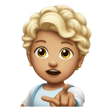 very super extra furious baby girl toddler pointing with hand at someone sticker