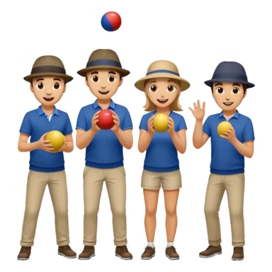 young French guys and girls playing petanque having fun sticker