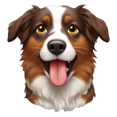 A red tri Australian shepherd holding an otter toy in her mouth sticker
